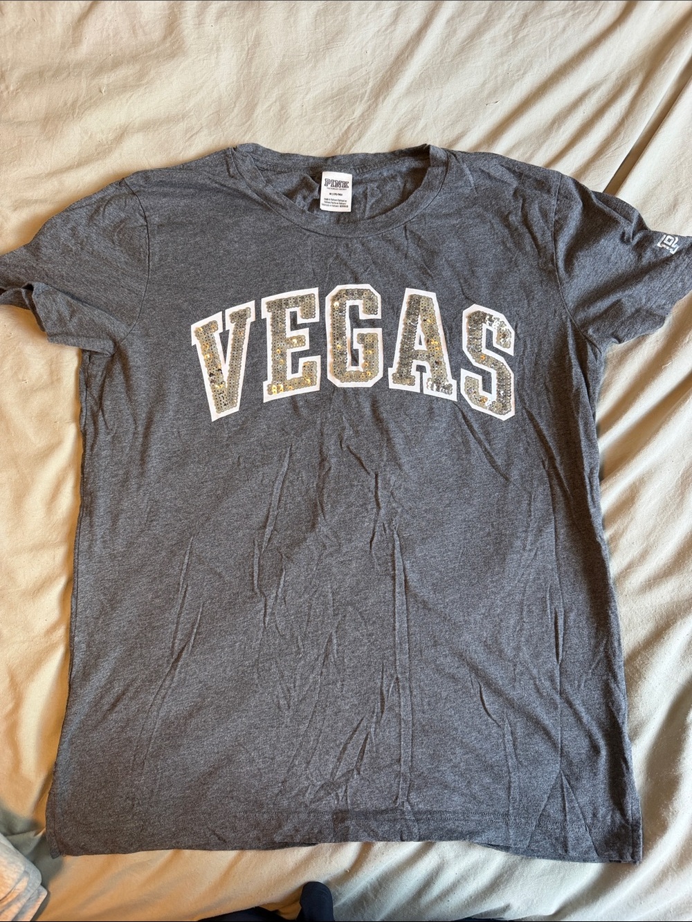 PINK Victoria's Secret Gray 'VEGAS' Graphic Tee